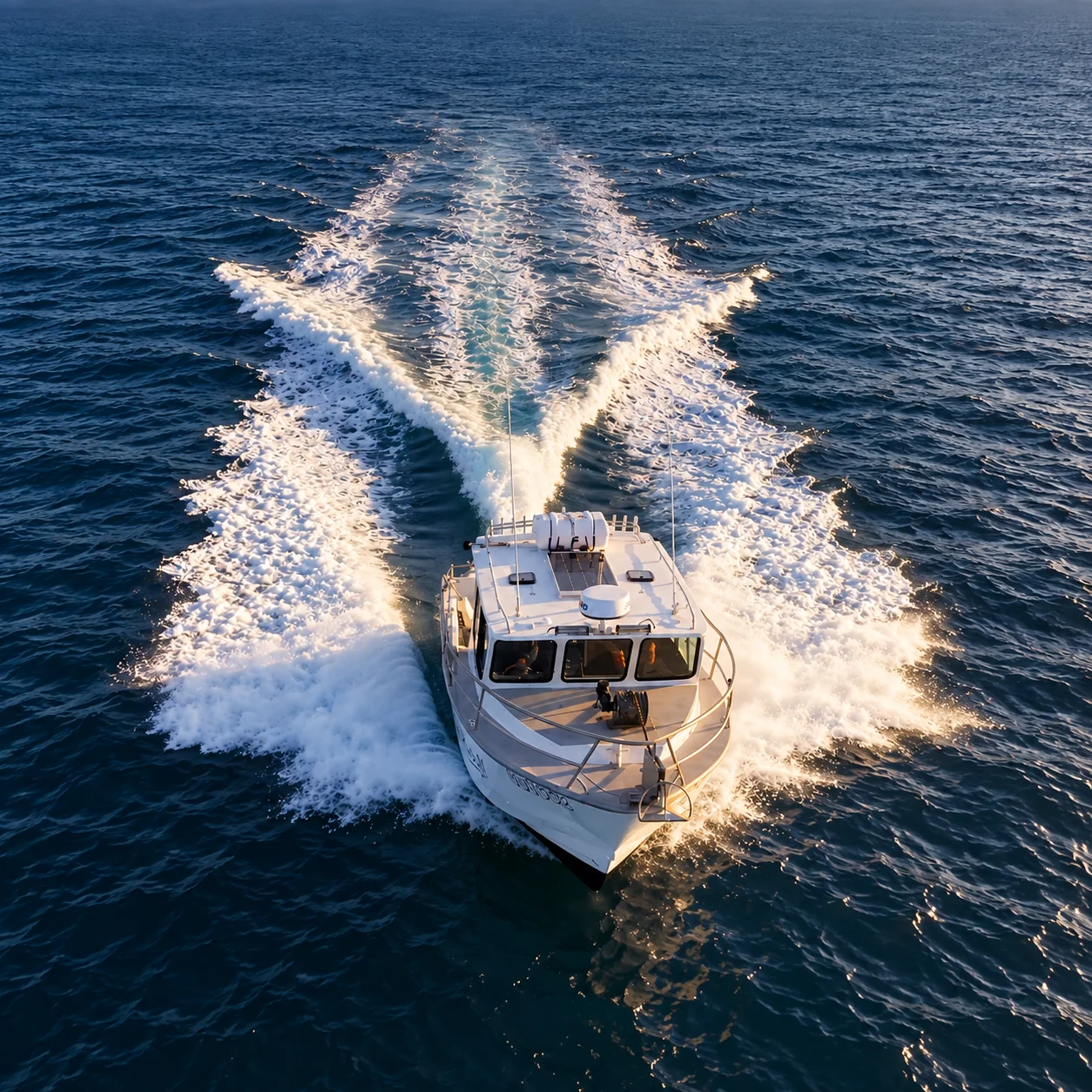 The I'm Hooked boat, a Seaquest 9m, on the water