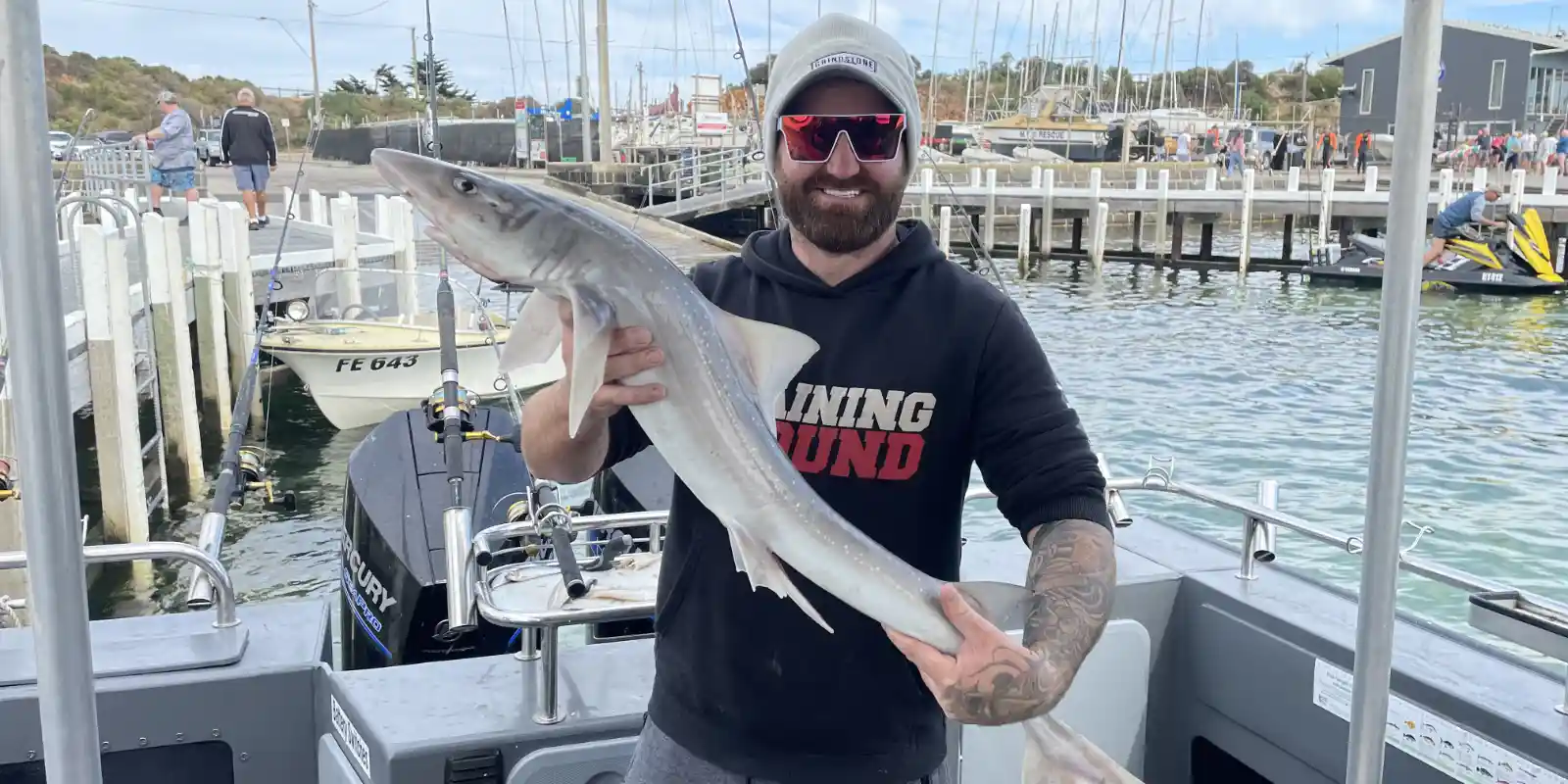 A gummy shark caught on Western Port